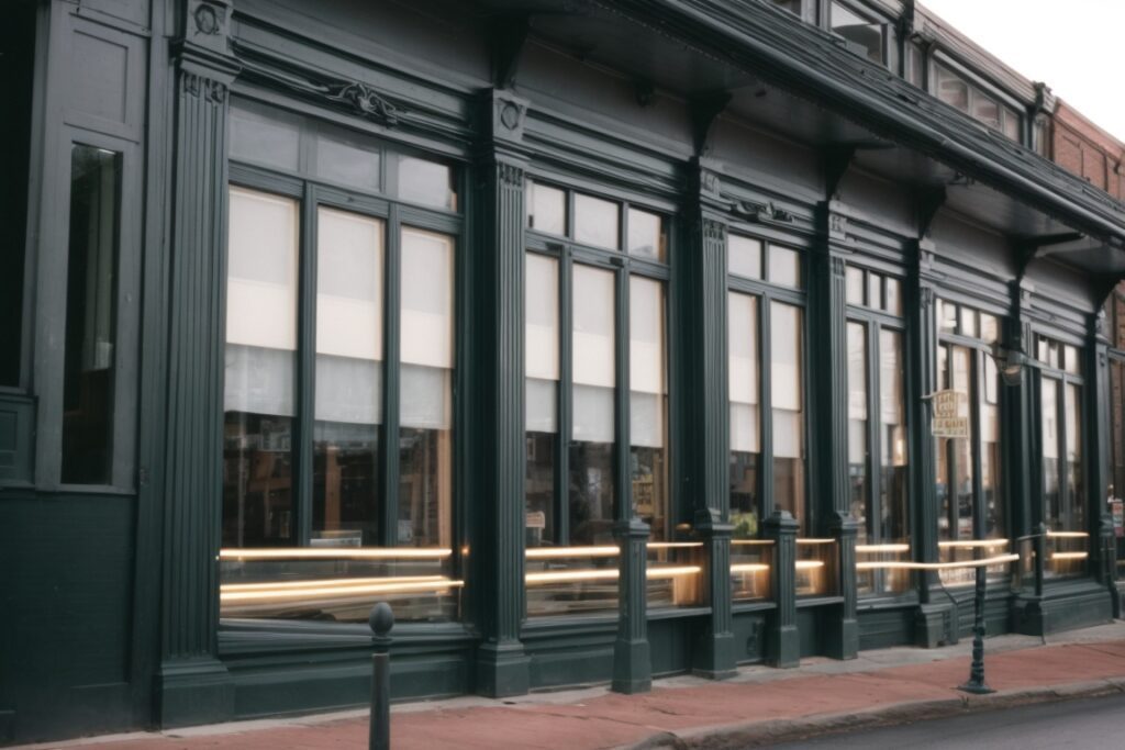 Huntsville historic shop row with heat-reducing window film